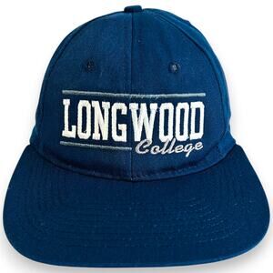Vintage Longwood College Strapback Hat Blue Cotton Lancers University Square